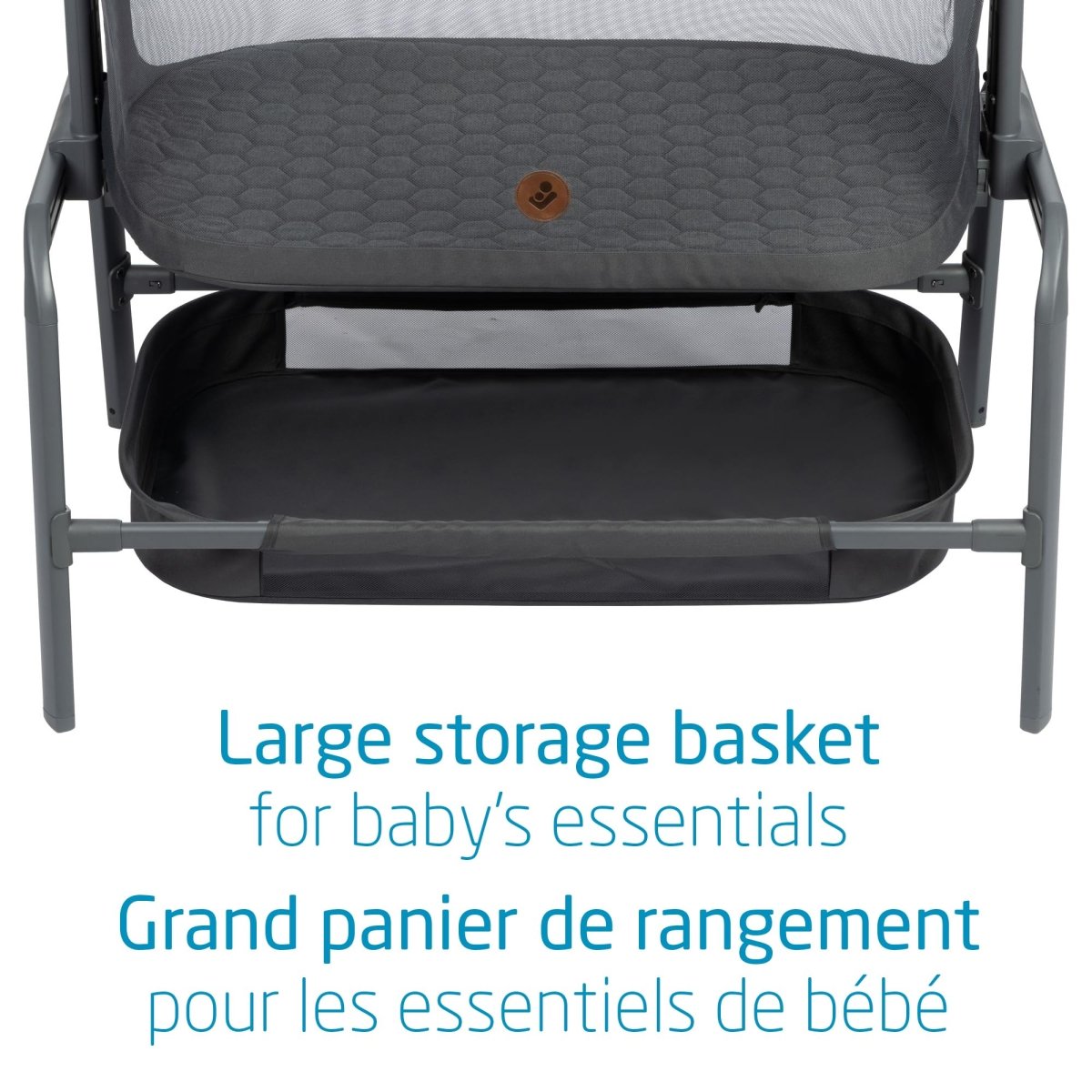 Maxi - Cosi Iora Bedside Bassinet , infant bedside sleeper crib, 4 height positions, portable & folds flat, large storage basket, includes travel bag, Horizon Sand - LittleTreasures