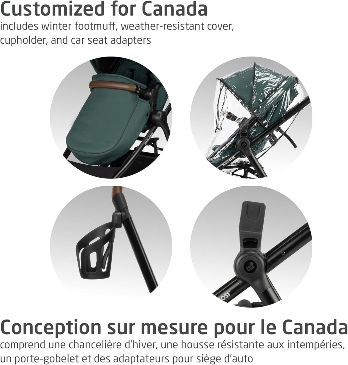 Maxi - Cosi New Generation Zelia Luxe 5 - in - 1 Modular Travel System, Carriage Mode, Reversible Toddler Seat, Mico Infant Car Seat (included), Enhanced All - Terrain Wheels, Use from Birth – Essential Green - LittleTreasures