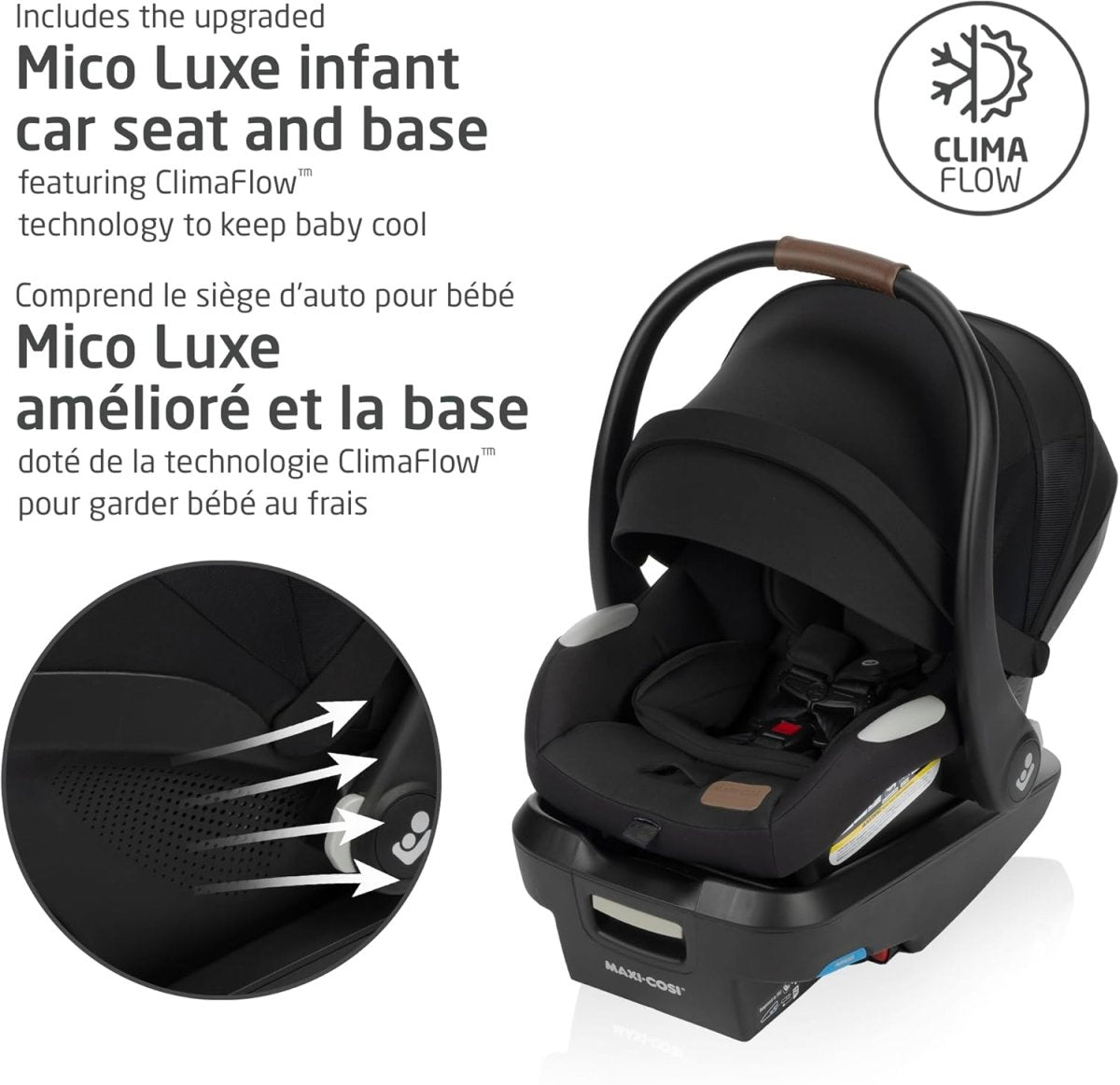 Maxi - Cosi New Generation Zelia Luxe 5 - in - 1 Modular Travel System, Carriage Mode, Reversible Toddler Seat, Mico Infant Car Seat (included), Enhanced All - Terrain Wheels, Use from Birth – Bassalt Black - LittleTreasures