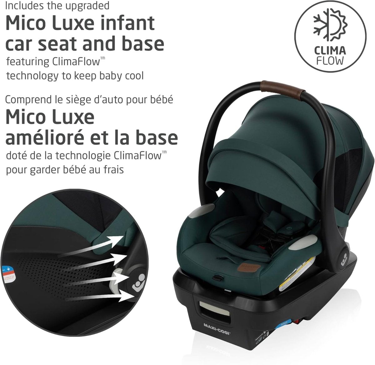 Maxi - Cosi New Generation Zelia Luxe 5 - in - 1 Modular Travel System, Carriage Mode, Reversible Toddler Seat, Mico Infant Car Seat (included), Enhanced All - Terrain Wheels, Use from Birth – Essential Green - LittleTreasures