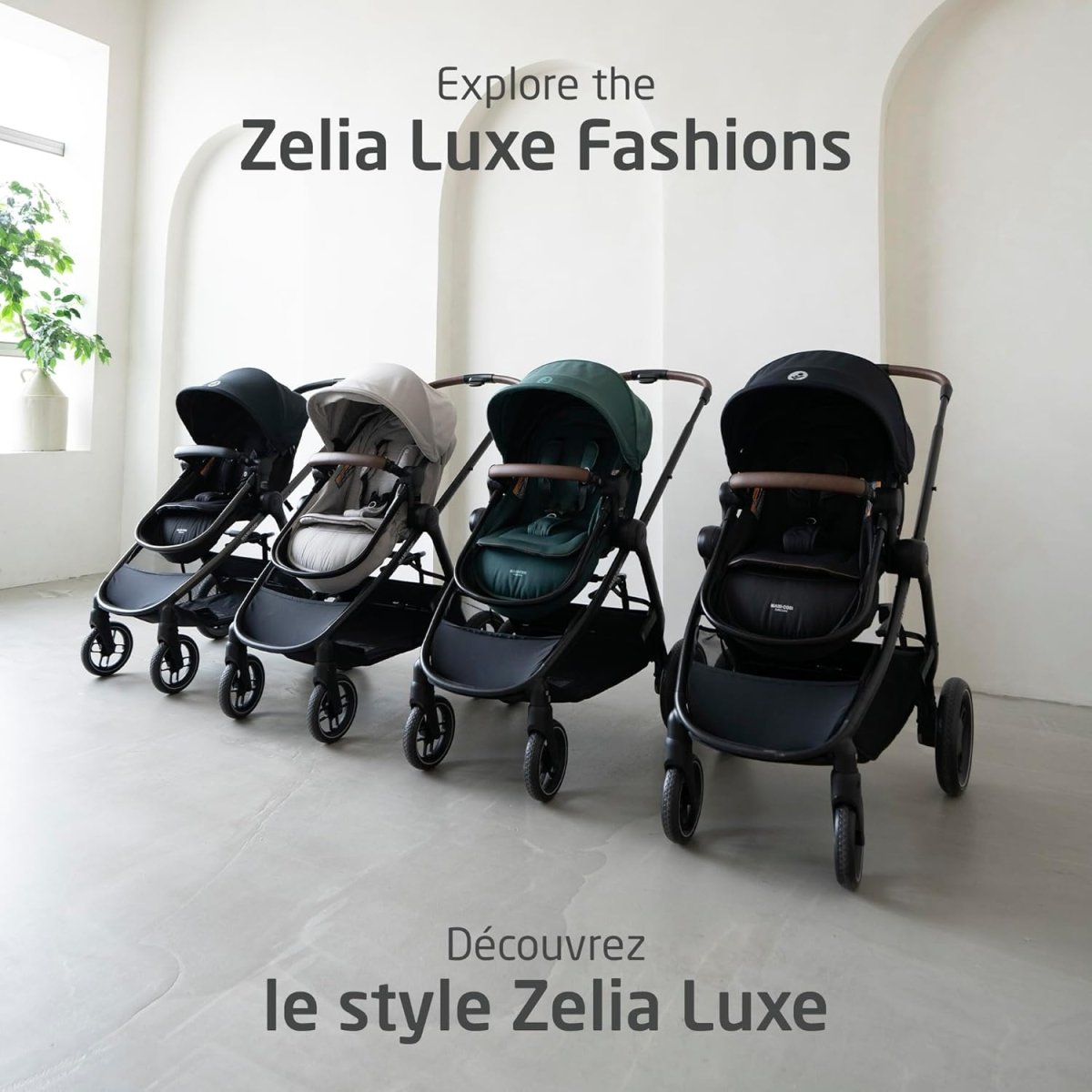 Maxi - Cosi New Generation Zelia Luxe 5 - in - 1 Modular Travel System, Carriage Mode, Reversible Toddler Seat, Mico Infant Car Seat (included), Enhanced All - Terrain Wheels, Use from Birth – Essential Green - LittleTreasures