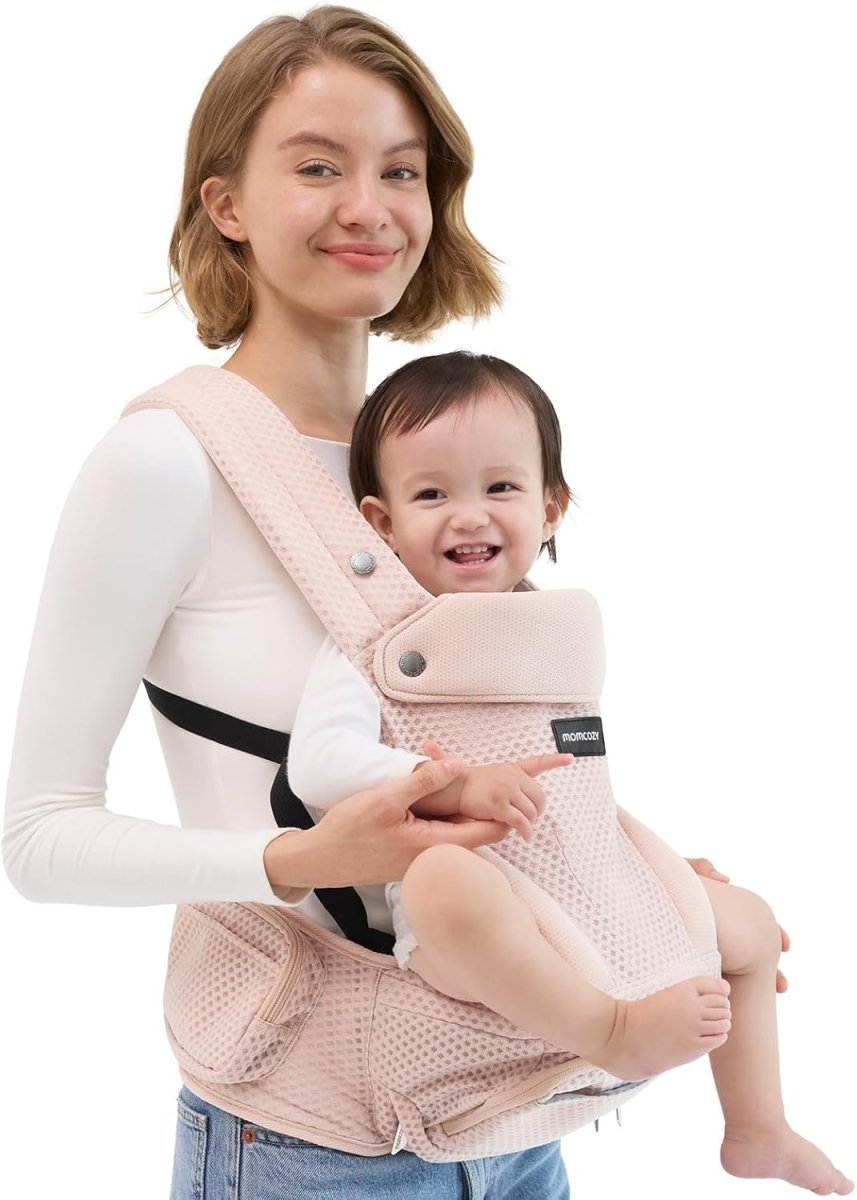 Momcozy Baby Carrier with Hip Seat, 2 - in - 1 Forward - Facing Hands - Free Infant Carrier for Active Babies, Detachable All - Season Toddler Carrier up to 44lbs, Fits Waist Sizes up to 45 Inches - LittleTreasures