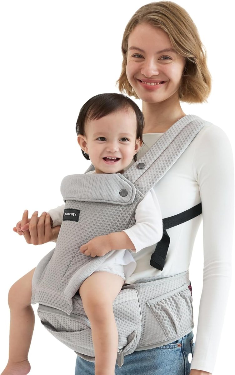 Momcozy Baby Carrier with Hip Seat, 2 - in - 1 Forward - Facing Hands - Free Infant Carrier for Active Babies, Detachable All - Season Toddler Carrier up to 44lbs, Fits Waist Sizes up to 45 Inches - LittleTreasures