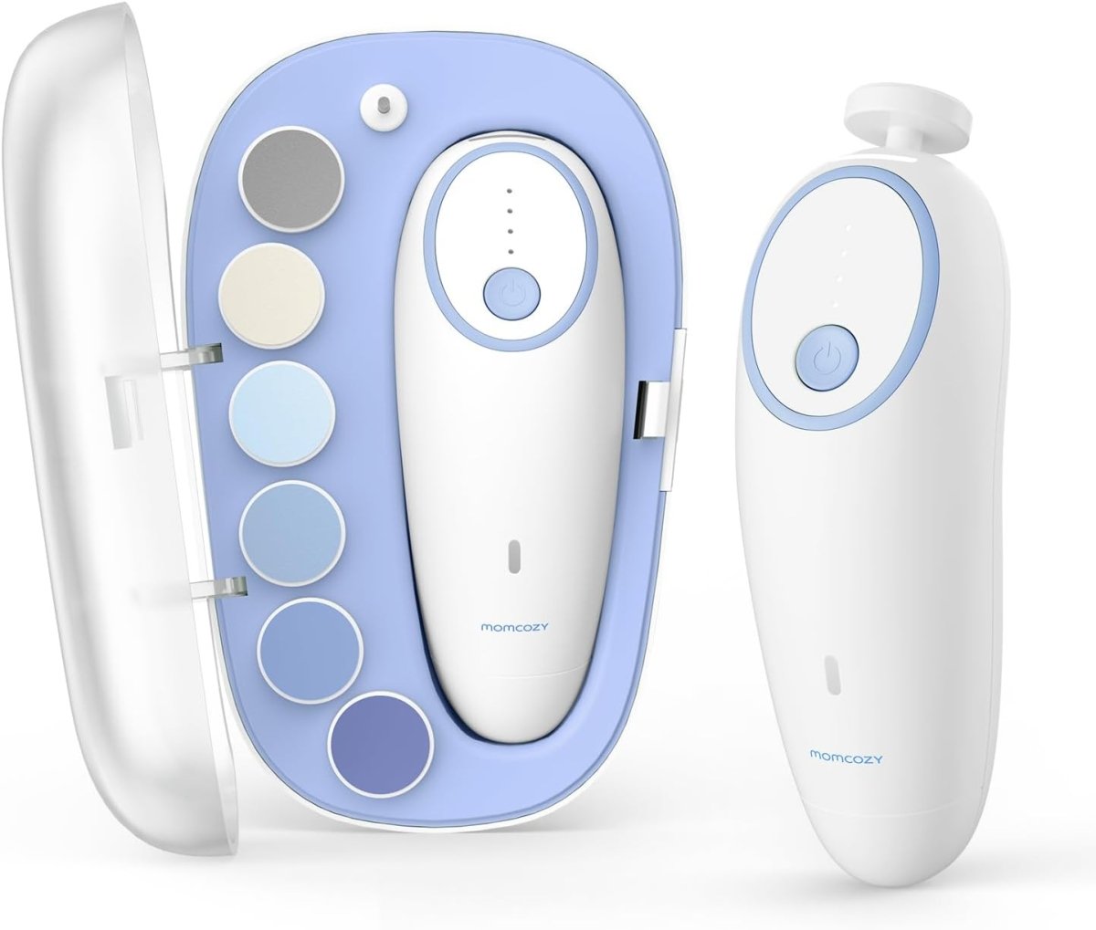 Momcozy Baby Nail File Electric, Gentle Baby Nail Trimmer Electric, Baby Nail Clipper with Night Light, 7 Grinding Head Replacement Pads, Green - LittleTreasures