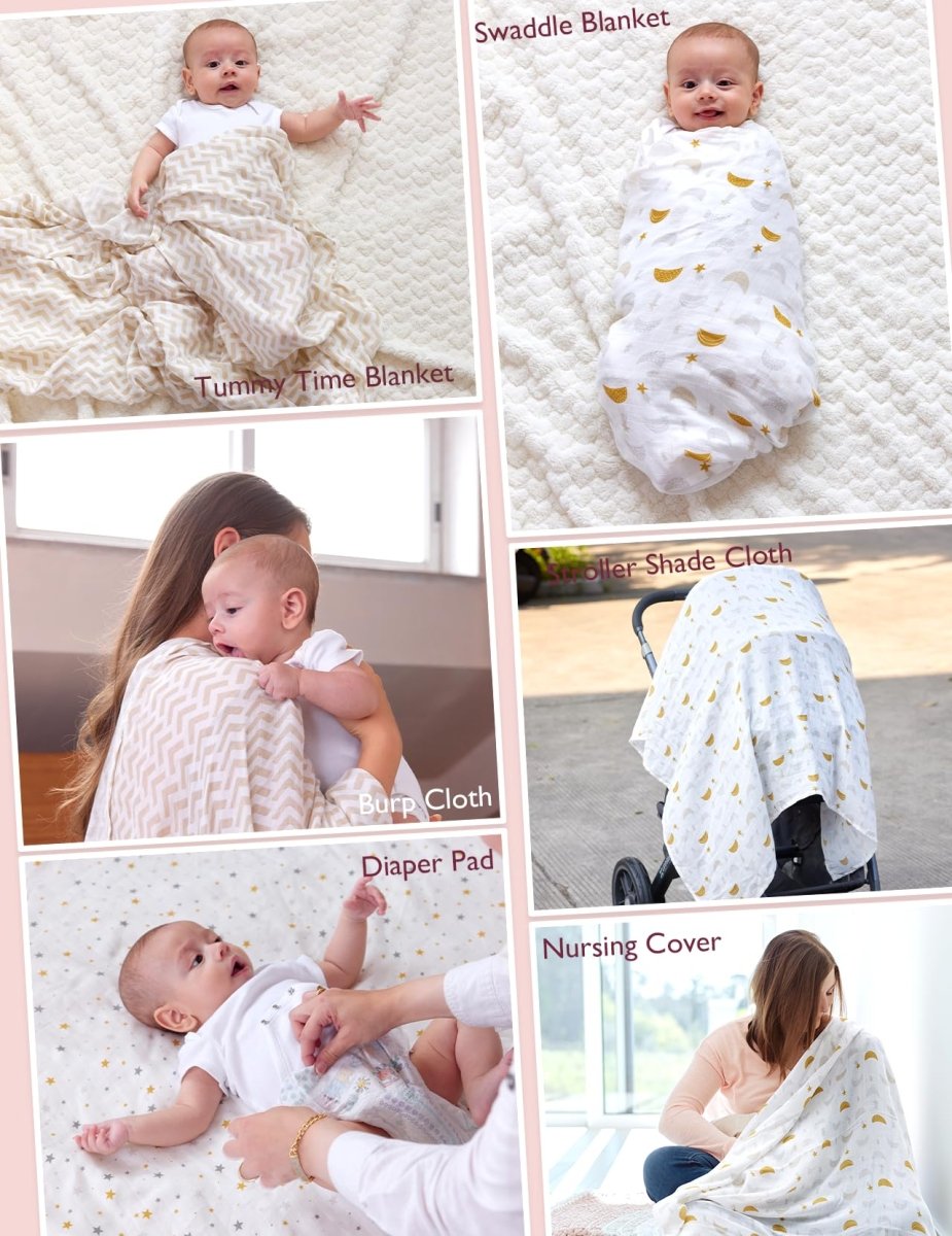 Momcozy Muslin Swaddle Blankets, Soft Silky Baby Blankets for Baby Boys & Girls, 4 - Pack Breathable and Skin - Friendly Baby Swaddle, Baby Blankets Unisex, 47 x 47 inches - LittleTreasures