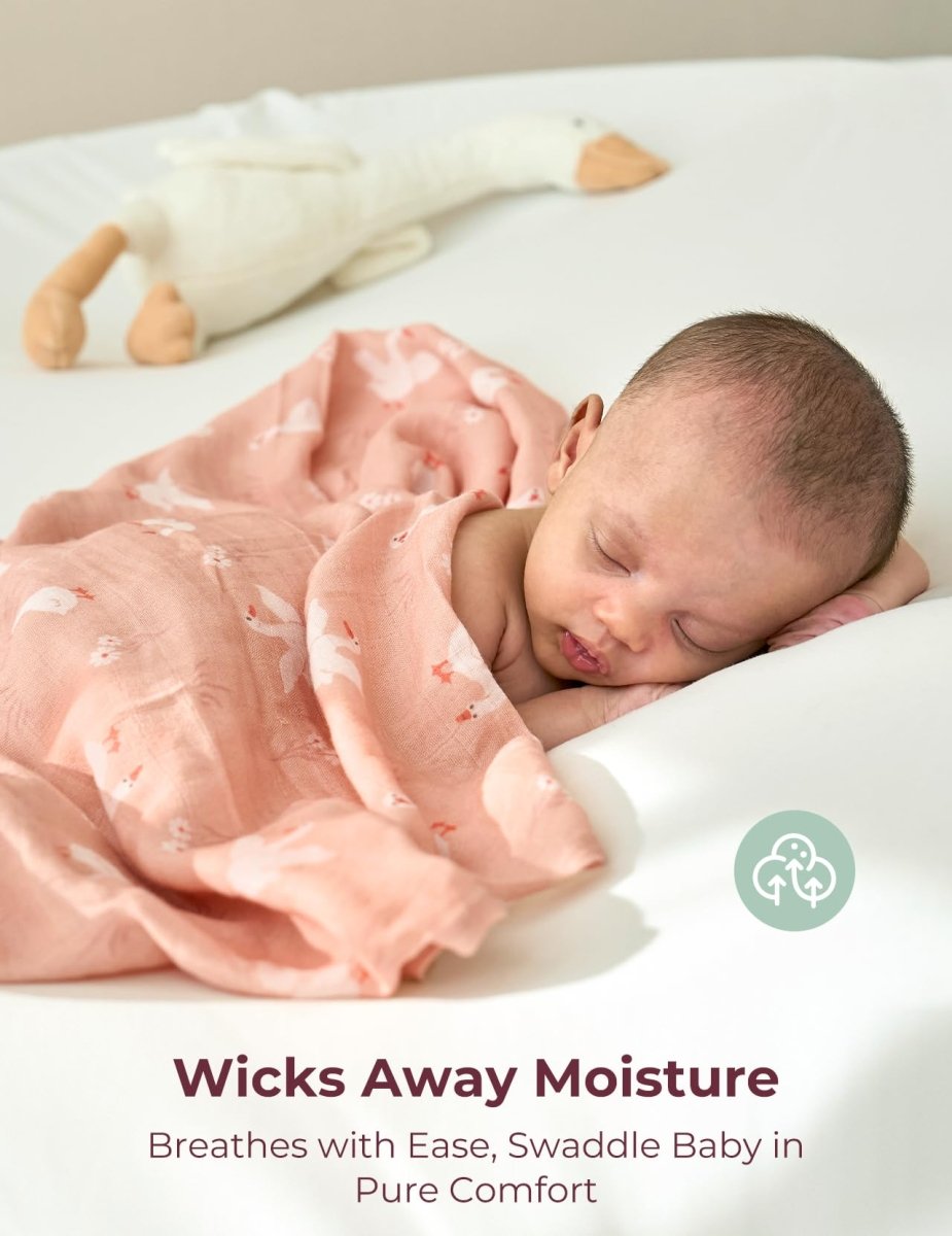 Momcozy Muslin Swaddle Blankets, Soft Silky Baby Blankets for Baby Boys & Girls, 4 - Pack Breathable and Skin - Friendly Baby Swaddle, Baby Blankets Unisex, 47 x 47 inches - LittleTreasures