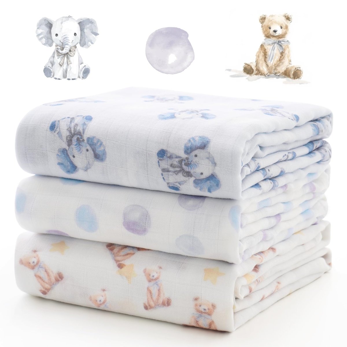 Momcozy Muslin Swaddle Blankets, Soft Silky Baby Blankets for Baby Boys & Girls, 4 - Pack Breathable and Skin - Friendly Baby Swaddle, Baby Blankets Unisex, 47 x 47 inches - LittleTreasures
