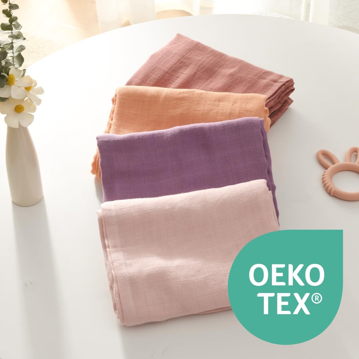 Momcozy Muslin Swaddle Blankets, Soft Silky Baby Blankets for Baby Boys & Girls, 4 - Pack Breathable and Skin - Friendly Baby Swaddle, Baby Blankets Unisex, 47 x 47 inches - LittleTreasures