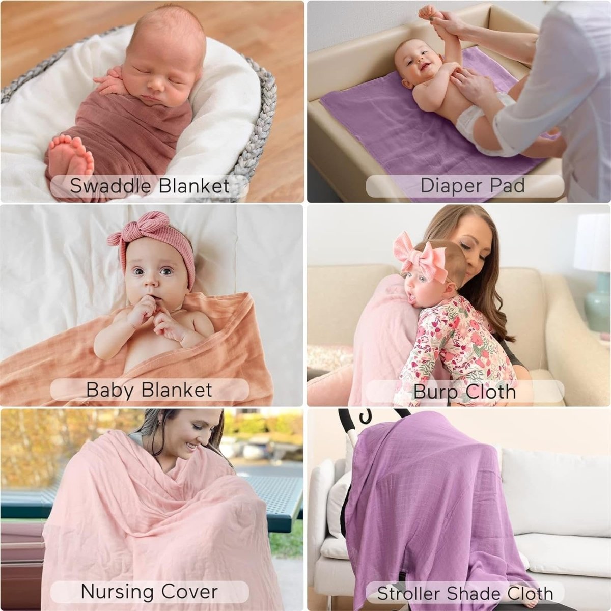 Momcozy Muslin Swaddle Blankets, Soft Silky Baby Blankets for Baby Boys & Girls, 4 - Pack Breathable and Skin - Friendly Baby Swaddle, Baby Blankets Unisex, 47 x 47 inches - LittleTreasures