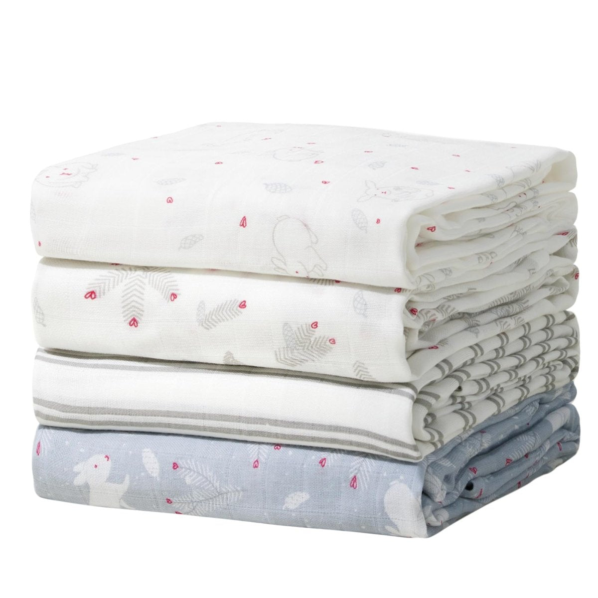 Momcozy Muslin Swaddle Blankets, Soft Silky Baby Blankets for Baby Boys & Girls, 4 - Pack Breathable and Skin - Friendly Baby Swaddle, Baby Blankets Unisex, 47 x 47 inches - LittleTreasures