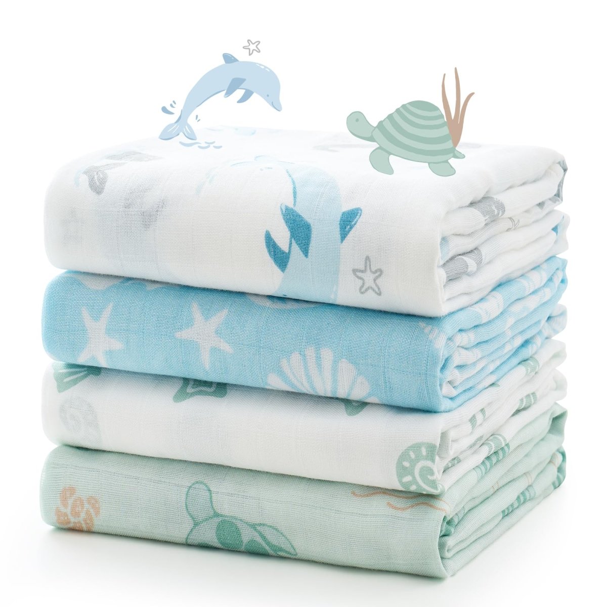 Momcozy Muslin Swaddle Blankets, Soft Silky Baby Blankets for Baby Boys & Girls, 4 - Pack Breathable and Skin - Friendly Baby Swaddle, Baby Blankets Unisex, 47 x 47 inches - LittleTreasures