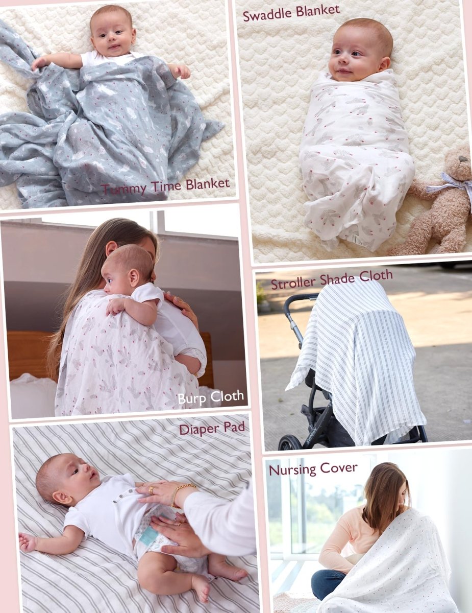 Momcozy Muslin Swaddle Blankets, Soft Silky Baby Blankets for Baby Boys & Girls, 4 - Pack Breathable and Skin - Friendly Baby Swaddle, Baby Blankets Unisex, 47 x 47 inches - LittleTreasures