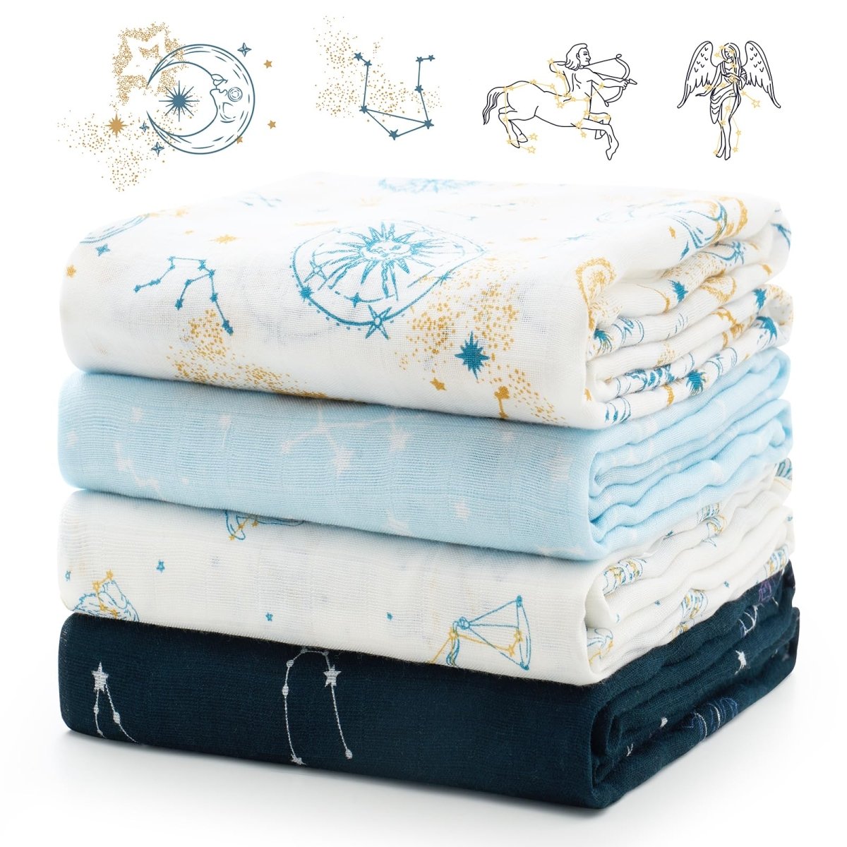 Momcozy Muslin Swaddle Blankets, Soft Silky Baby Blankets for Baby Boys & Girls, 4 - Pack Breathable and Skin - Friendly Baby Swaddle, Baby Blankets Unisex, 47 x 47 inches - LittleTreasures