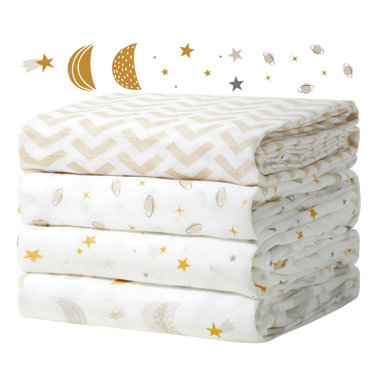 Momcozy Muslin Swaddle Blankets, Soft Silky Baby Blankets for Baby Boys & Girls, 4 - Pack Breathable and Skin - Friendly Baby Swaddle, Baby Blankets Unisex, 47 x 47 inches - LittleTreasures