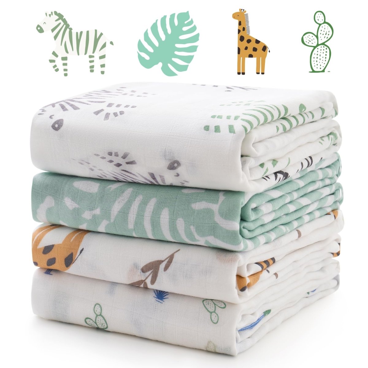 Momcozy Muslin Swaddle Blankets, Soft Silky Baby Blankets for Baby Boys & Girls, 4 - Pack Breathable and Skin - Friendly Baby Swaddle, Baby Blankets Unisex, 47 x 47 inches - LittleTreasures