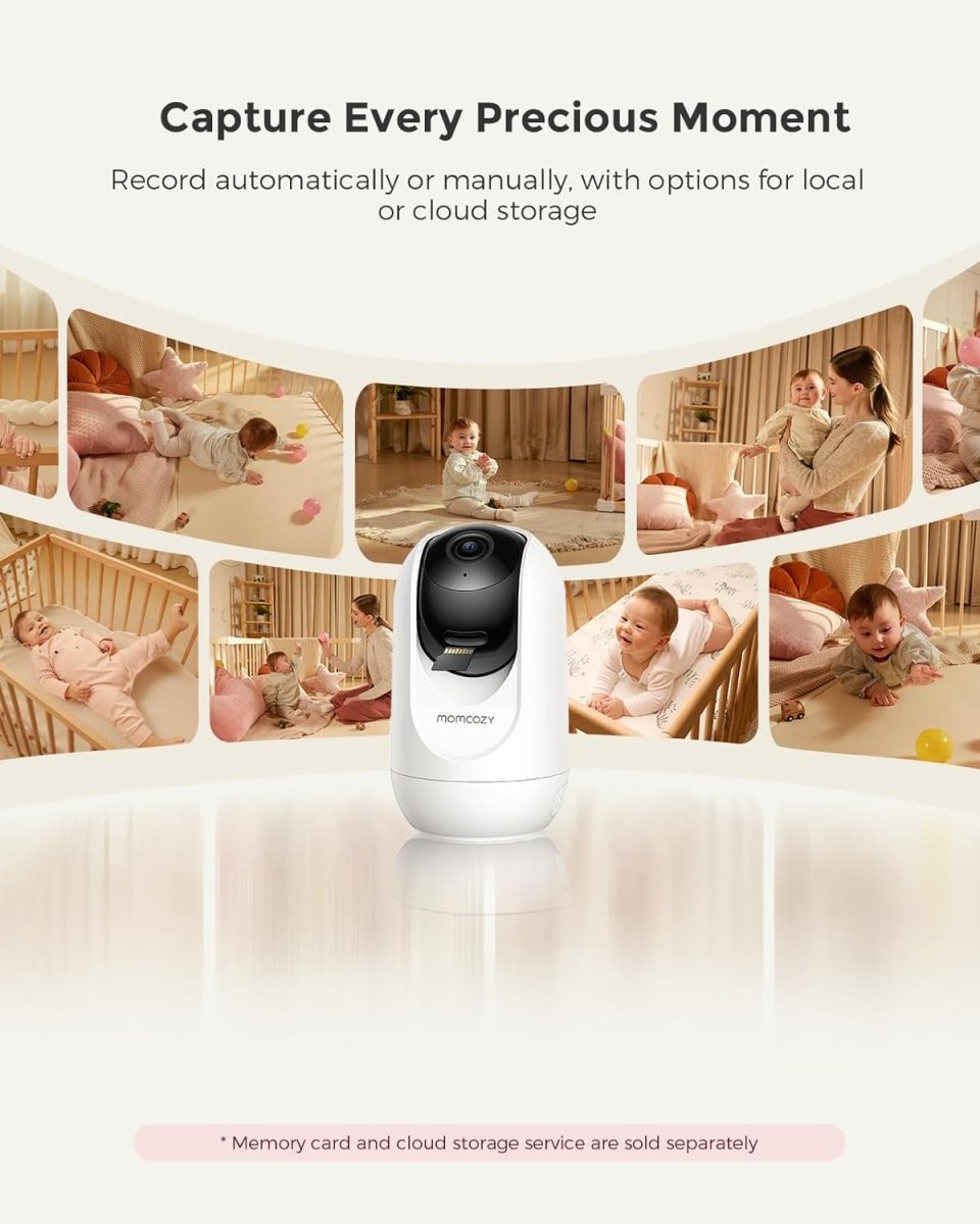 Momcozy Smart Baby Monitor with Camera & Audio, APP Control Motion & Cry Detection, Danger Zone Alert, 1080P Night Vision, 2 - Way Talk, Photo & Video Recording - LittleTreasures