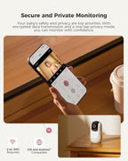 Momcozy Smart Baby Monitor with Camera & Audio, APP Control Motion & Cry Detection, Danger Zone Alert, 1080P Night Vision, 2 - Way Talk, Photo & Video Recording - LittleTreasures