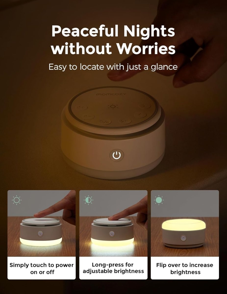 Momcozy Sound Machine for Baby - 20 Soothing Sounds & Touch Warm Light Portable White Noise for Kids & Adults for Sleeping Timer and Memory | Ideal Travel Companion & Nursery Must - Have - LittleTreasures