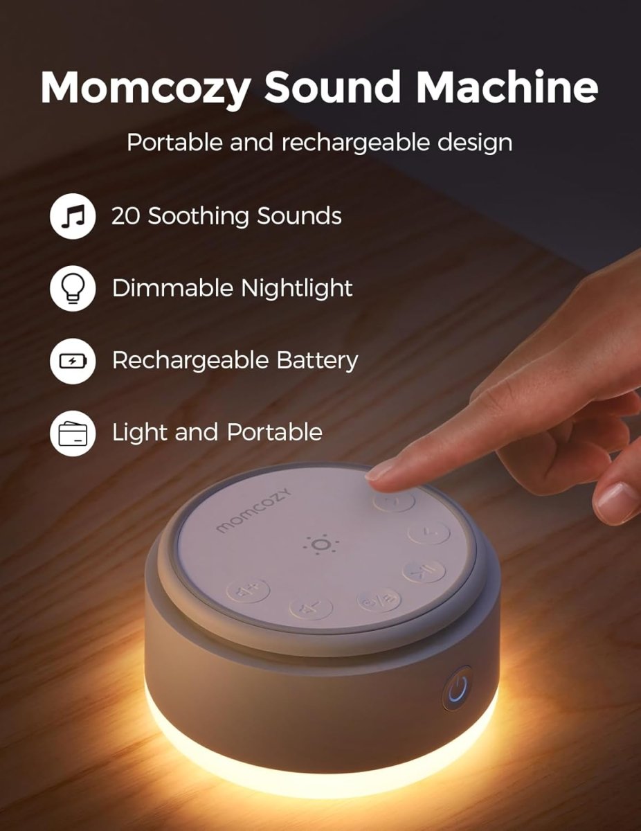 Momcozy Sound Machine for Baby - 20 Soothing Sounds & Touch Warm Light Portable White Noise for Kids & Adults for Sleeping Timer and Memory | Ideal Travel Companion & Nursery Must - Have - LittleTreasures