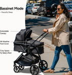 Mompush Wiz 2 - in - 1 Convertible Baby Stroller with Bassinet Mode, Foldable Infant Stroller with Reversible Seat and Large UPF 50+ Canopy - LittleTreasures