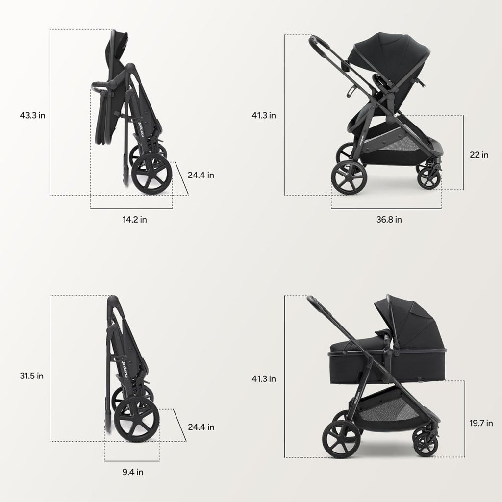 Mompush Wiz 2 - in - 1 Convertible Baby Stroller with Bassinet Mode, Foldable Infant Stroller with Reversible Seat and Large UPF 50+ Canopy - LittleTreasures