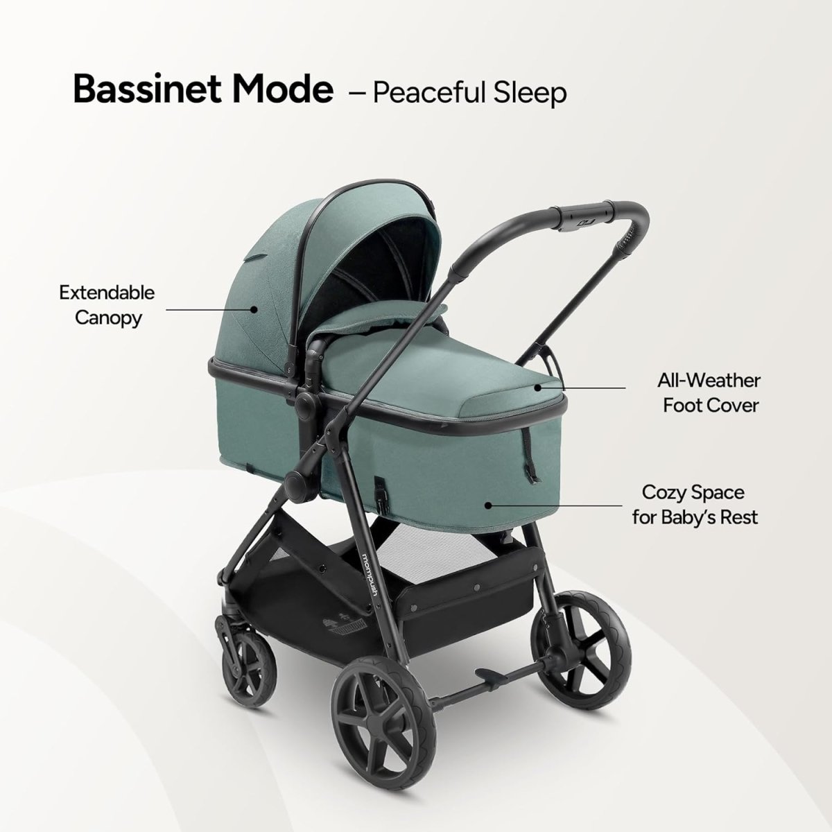 Mompush Wiz 2 - in - 1 Convertible Baby Stroller with Bassinet Mode, Foldable Infant Stroller with Reversible Seat and Large UPF 50+ Canopy - LittleTreasures