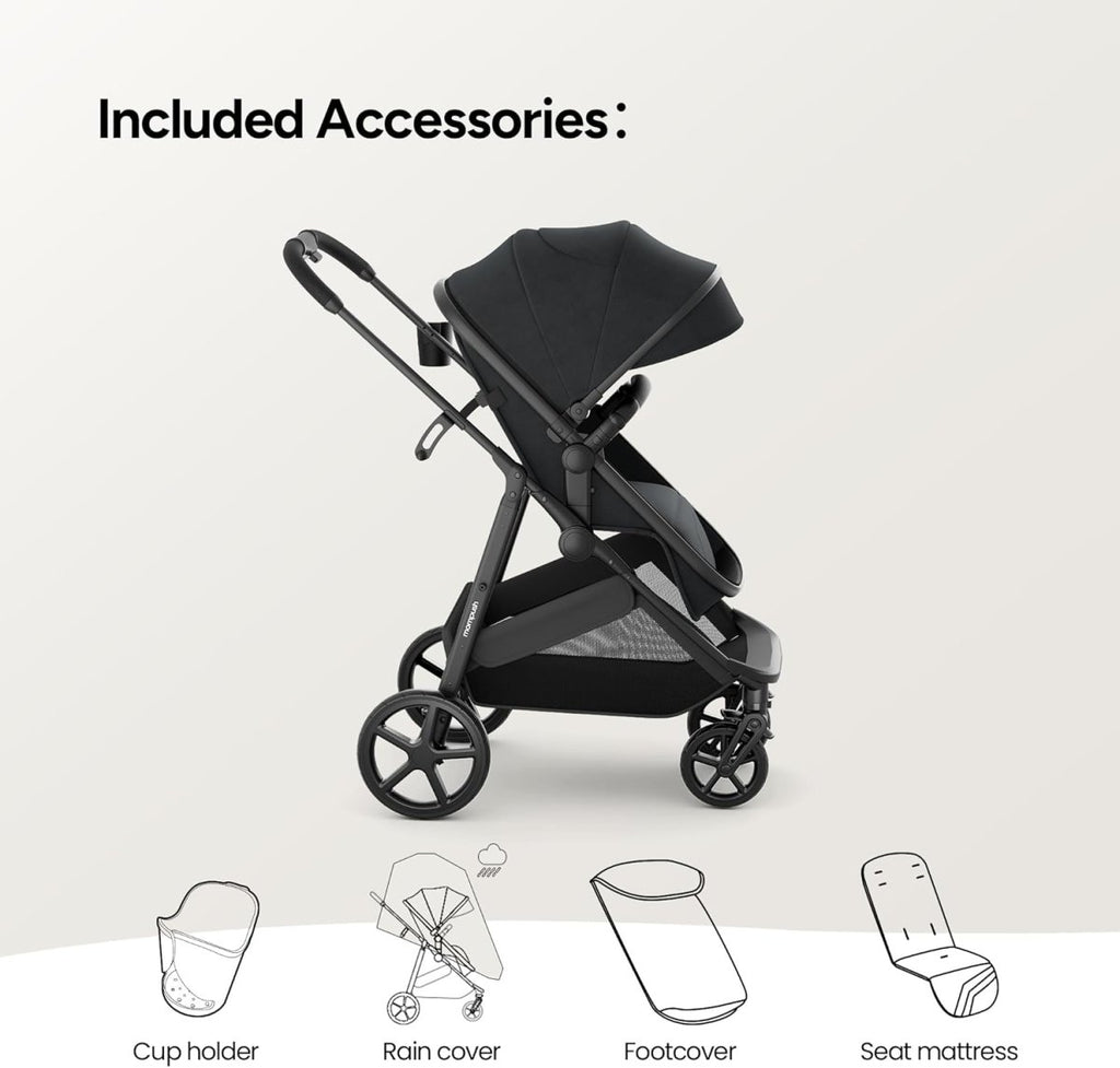 Mompush Wiz 2 - in - 1 Convertible Baby Stroller with Bassinet Mode, Foldable Infant Stroller with Reversible Seat and Large UPF 50+ Canopy - LittleTreasures
