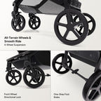 Mompush Wiz 2 - in - 1 Convertible Baby Stroller with Bassinet Mode, Foldable Infant Stroller with Reversible Seat and Large UPF 50+ Canopy - LittleTreasures