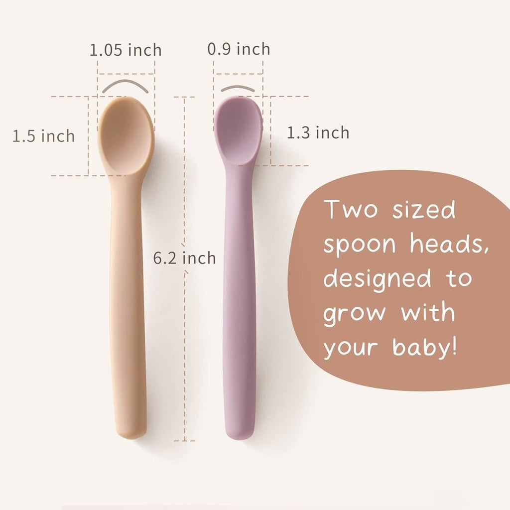 Moonkie Silicone Baby Spoons Set of 4, Two Sizes Feeding Spoon for First Stage 4+ Months, Baby Utensils with Case, Toddler Led Weaning Spoons, Bendable, Chewproof & Boil - Proof - LittleTreasures
