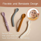 Moonkie Silicone Baby Spoons Set of 4, Two Sizes Feeding Spoon for First Stage 4+ Months, Baby Utensils with Case, Toddler Led Weaning Spoons, Bendable, Chewproof & Boil - Proof - LittleTreasures