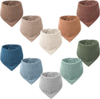 Muslin Baby Bibs for Girls Boys,Organic Cotton Muslin Bandana Bibs for Teething and Drooling,10 Pack - LittleTreasures