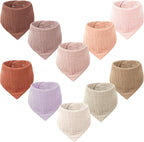 Muslin Baby Bibs for Girls Boys,Organic Cotton Muslin Bandana Bibs for Teething and Drooling,10 Pack - LittleTreasures