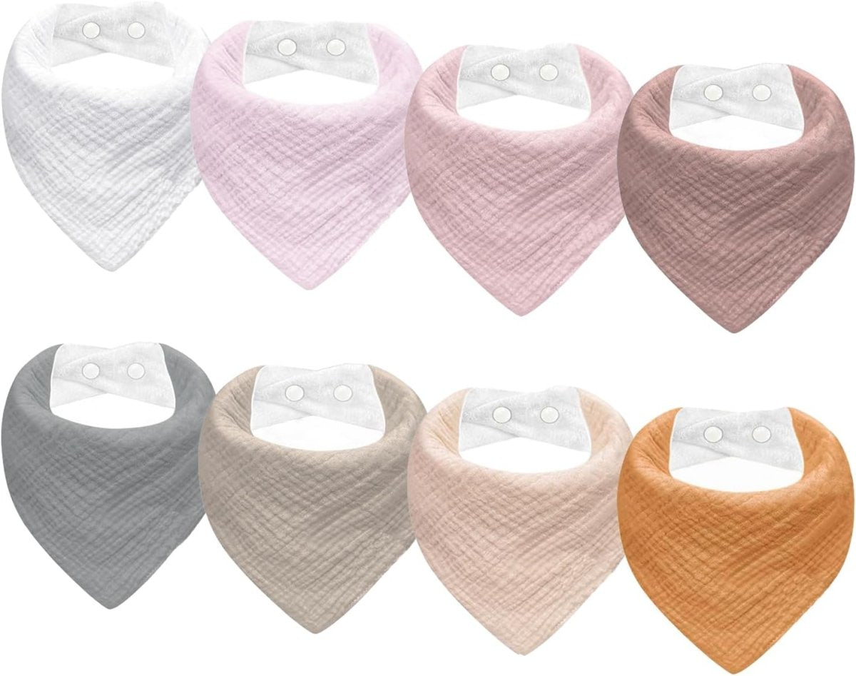 Muslin Baby Bibs for Girls Boys,Organic Cotton Muslin Bandana Bibs for Teething and Drooling,10 Pack - LittleTreasures