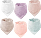 Muslin Baby Bibs for Girls Boys,Organic Cotton Muslin Bandana Bibs for Teething and Drooling,10 Pack - LittleTreasures