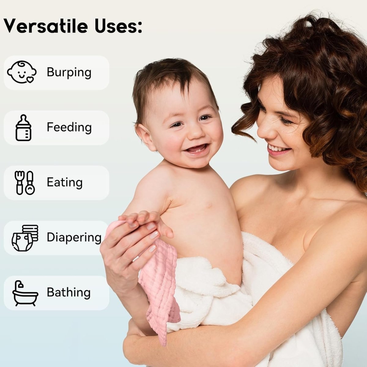 Muslin Burp Cloths Baby 12''X12'',Baby Washcloths 6 Pack, 100% Cotton Baby Wash Cloths Absorbent And Soft For Newborn Infants Kids Boys Girls Pink - LittleTreasures