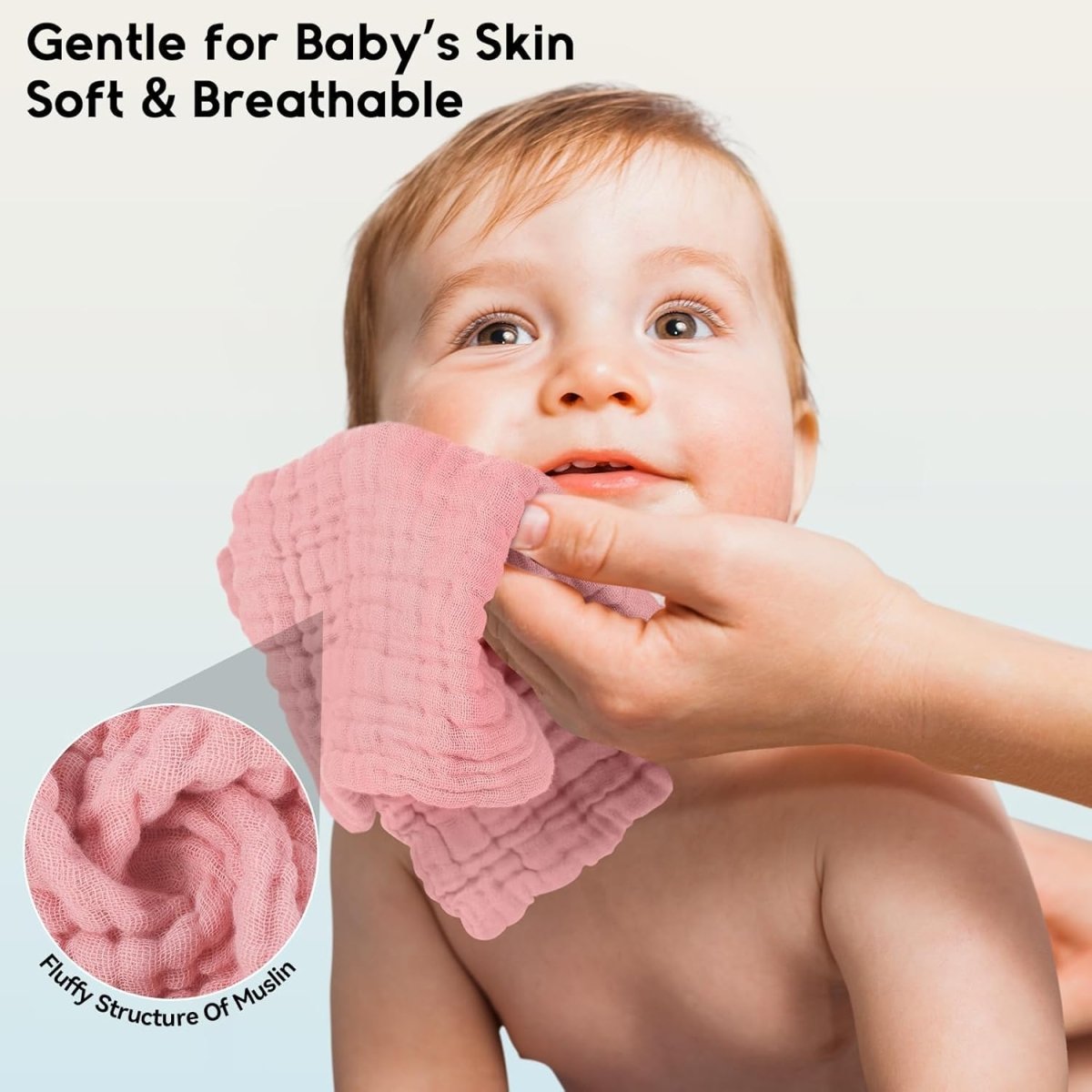Muslin Burp Cloths Baby 12''X12'',Baby Washcloths 6 Pack, 100% Cotton Baby Wash Cloths Absorbent And Soft For Newborn Infants Kids Boys Girls Pink - LittleTreasures