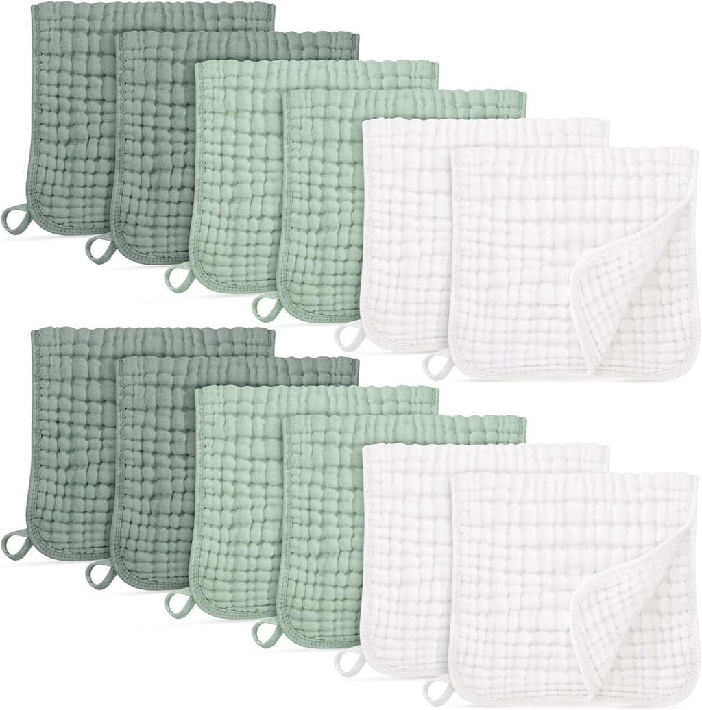 Muslin Burp Cloths for Baby 100% Cotton Burping Cloths for Boys Girls Large 20''X10'' Extra Soft and Absorbent 12 Pack - Multicolor - LittleTreasures