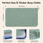 Muslin Burp Cloths for Baby 100% Cotton Burping Cloths for Boys Girls Large 20''X10'' Extra Soft and Absorbent 12 Pack - Multicolor - LittleTreasures