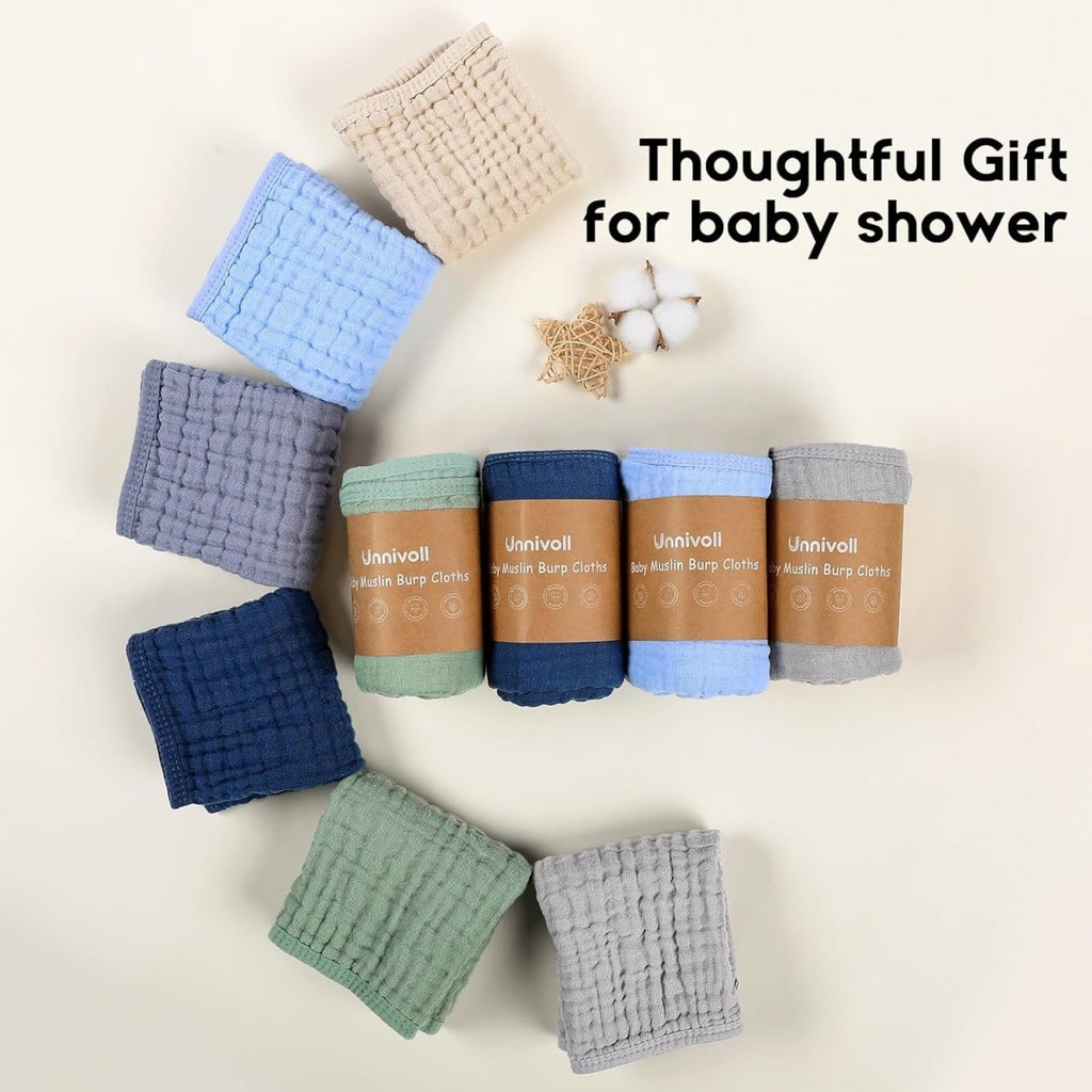 Muslin Burp Cloths for Baby 100% Cotton Burping Cloths for Boys Girls Large 20''X10'' Extra Soft and Absorbent 12 Pack - Multicolor - LittleTreasures