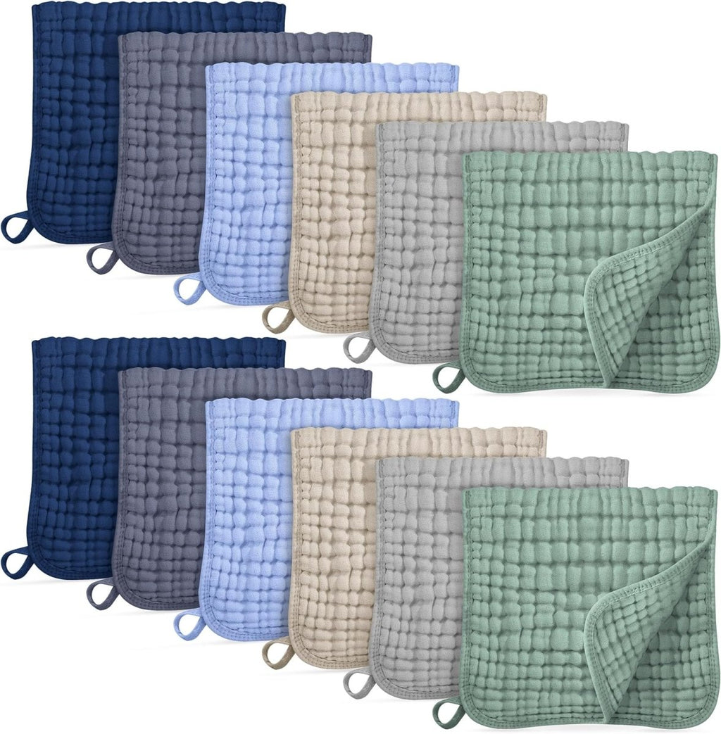 Muslin Burp Cloths for Baby 100% Cotton Burping Cloths for Boys Girls Large 20''X10'' Extra Soft and Absorbent 12 Pack - Multicolor - LittleTreasures