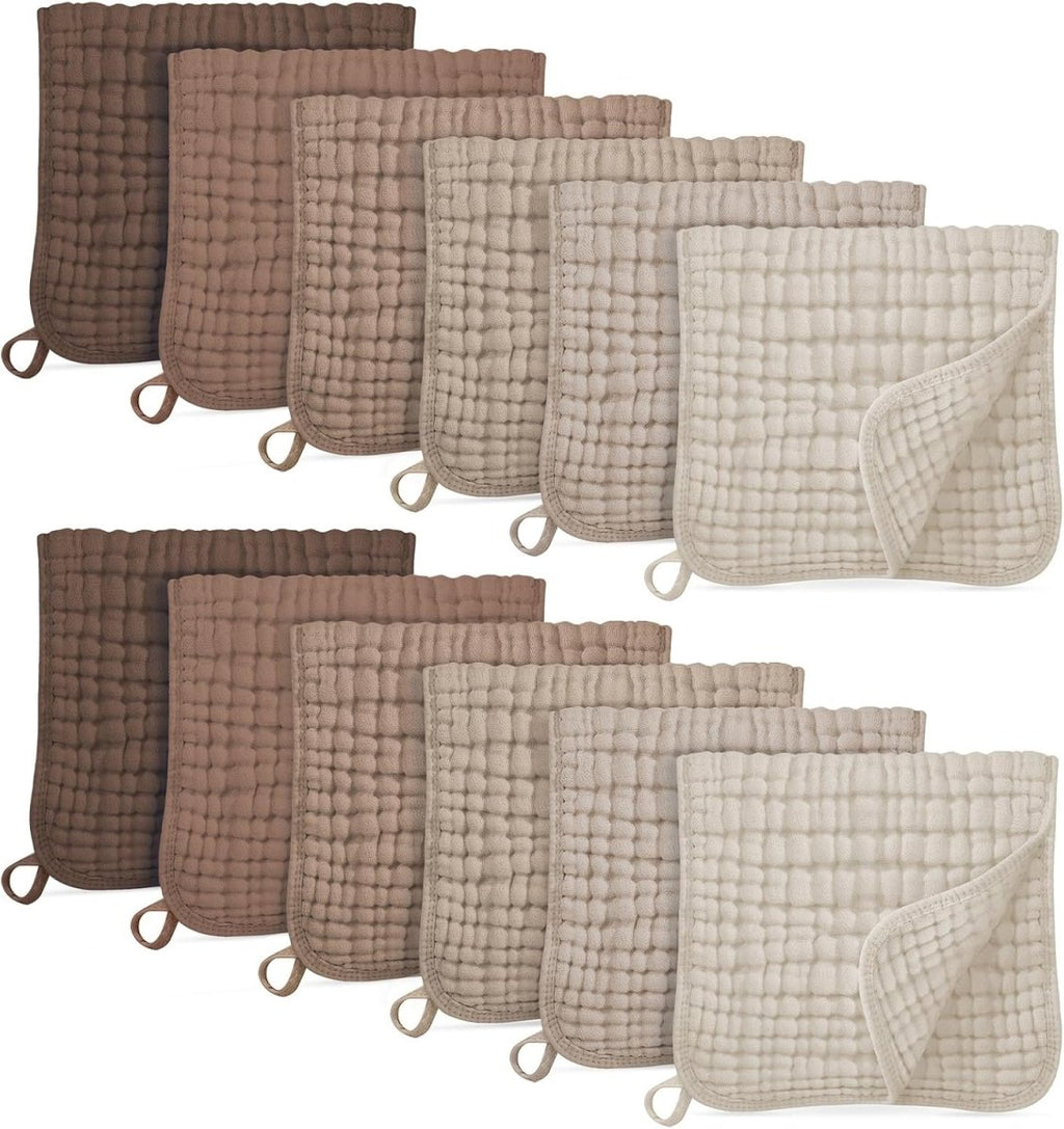 Muslin Burp Cloths for Baby 100% Cotton Burping Cloths for Boys Girls Large 20''X10'' Extra Soft and Absorbent 12 Pack - Multicolor - LittleTreasures