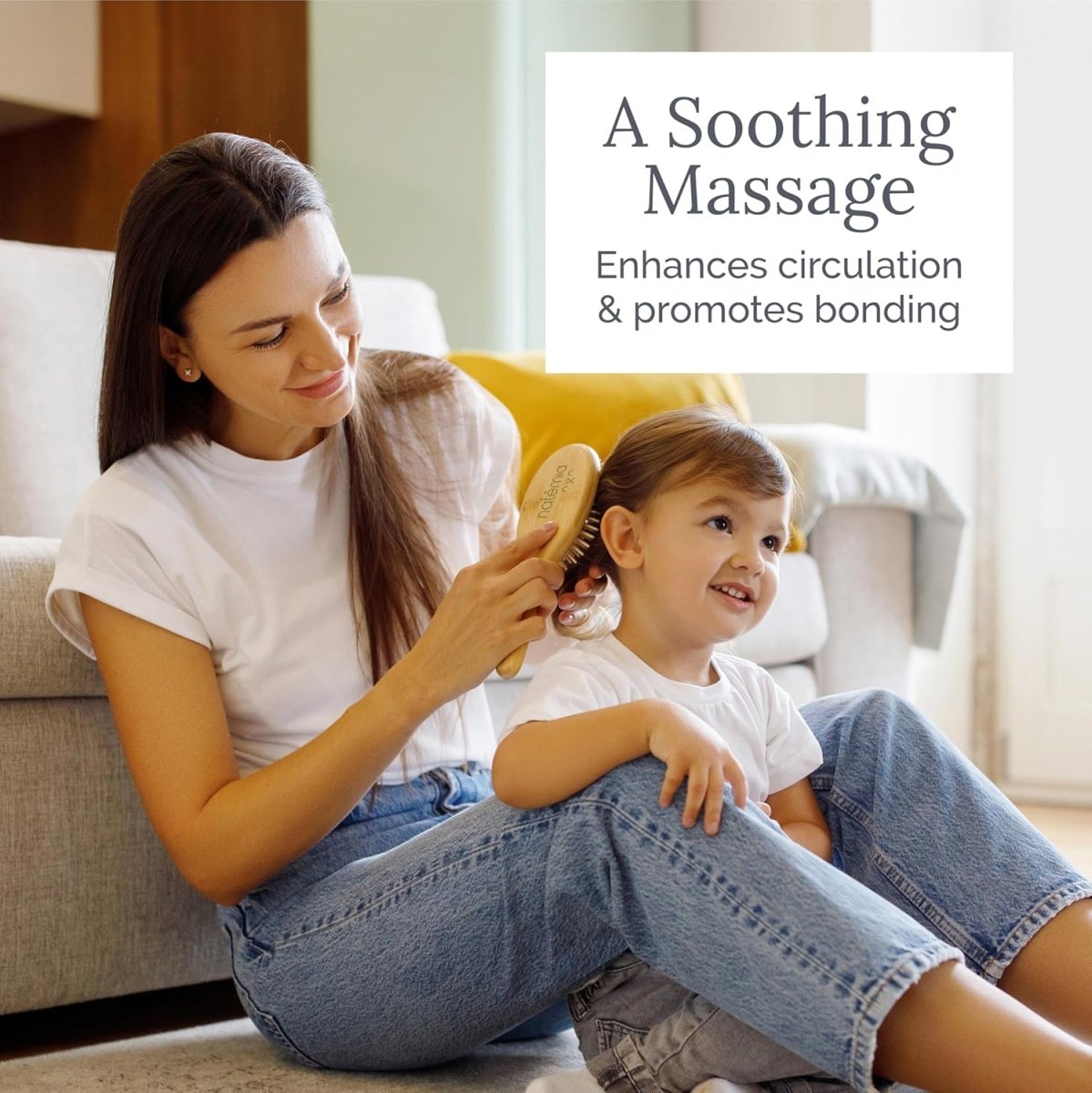 Natemia Baby Hair Brush and Comb Set - Baby Brush Set with Natural Soft Goat Bristles, Baby Brush and Comb Set Newborn, Baby Grooming Kit, Toddler Hair Brush, Baby Registry Gift, Cradle Cap Brush - LittleTreasures