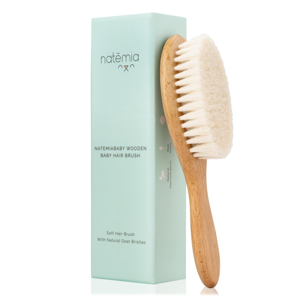 Natemia Baby Hair Brush Newborn - Natural Soft Goat Bristles - Cradle Cap Brush - Toddler Hair Brush for Registry - Cradle Cap Treatment - Scalp Grooming for Newborn - LittleTreasures