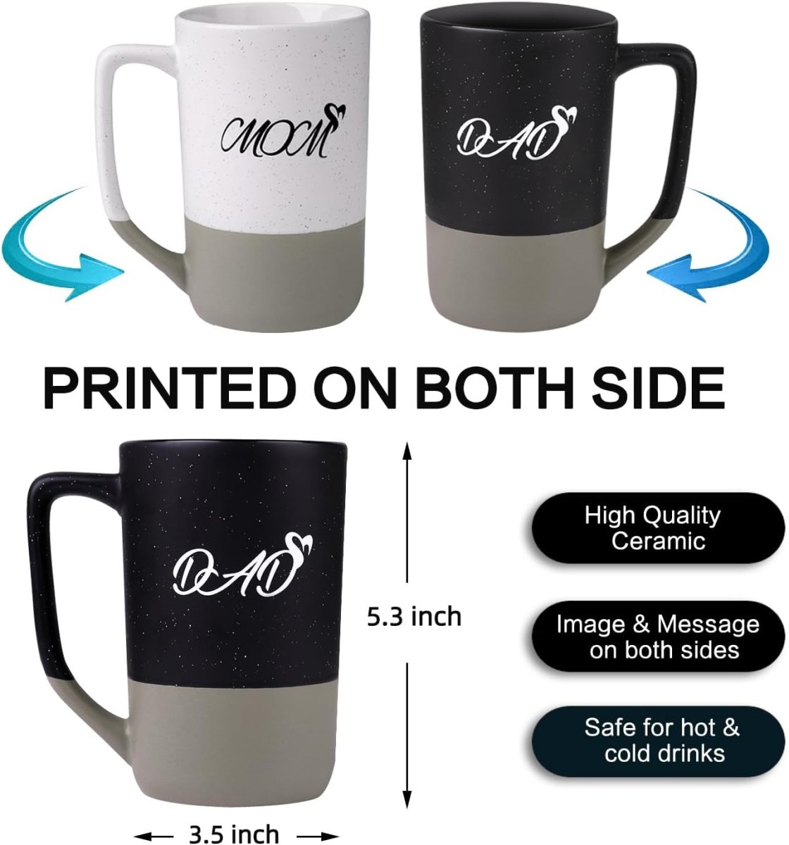 New Parents Gift Set - Mom and Dad 14 oz Mug Set with Romper and Baby Socks - Top New Parents Gifts for Mom and Dad to Be - LittleTreasures