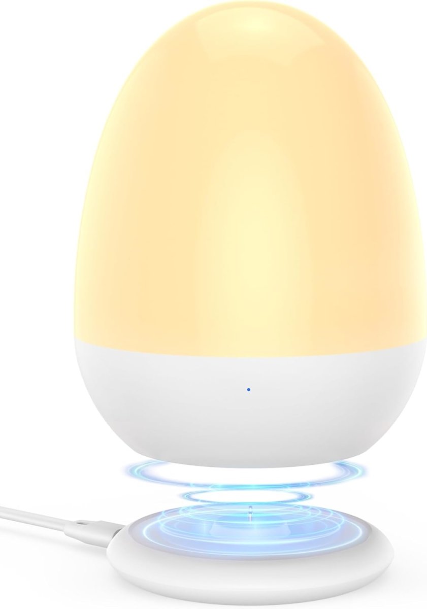 Night Light for Kids, JolyWell Baby Night Light Rechargeable with Stable Charging Pad, Egg Night Light for Nursery, Kids Night Light for Breastfeeding, 1h Timer & Touch Control, White - LittleTreasures
