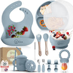 o'doe 17 - Piece Baby Feeding Set - Silicone & Wood Essentials - LittleTreasures