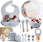 o'doe 17 - Piece Baby Feeding Set - Silicone & Wood Essentials - LittleTreasures