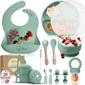 o'doe 17 - Piece Baby Feeding Set - Silicone & Wood Essentials - LittleTreasures