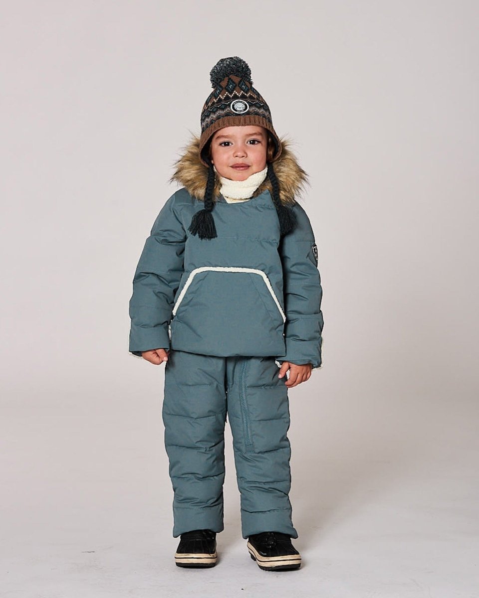 One - Piece Baby Snug Snowsuit Designed For Car Seat Dark Gray Blue - LittleTreasures