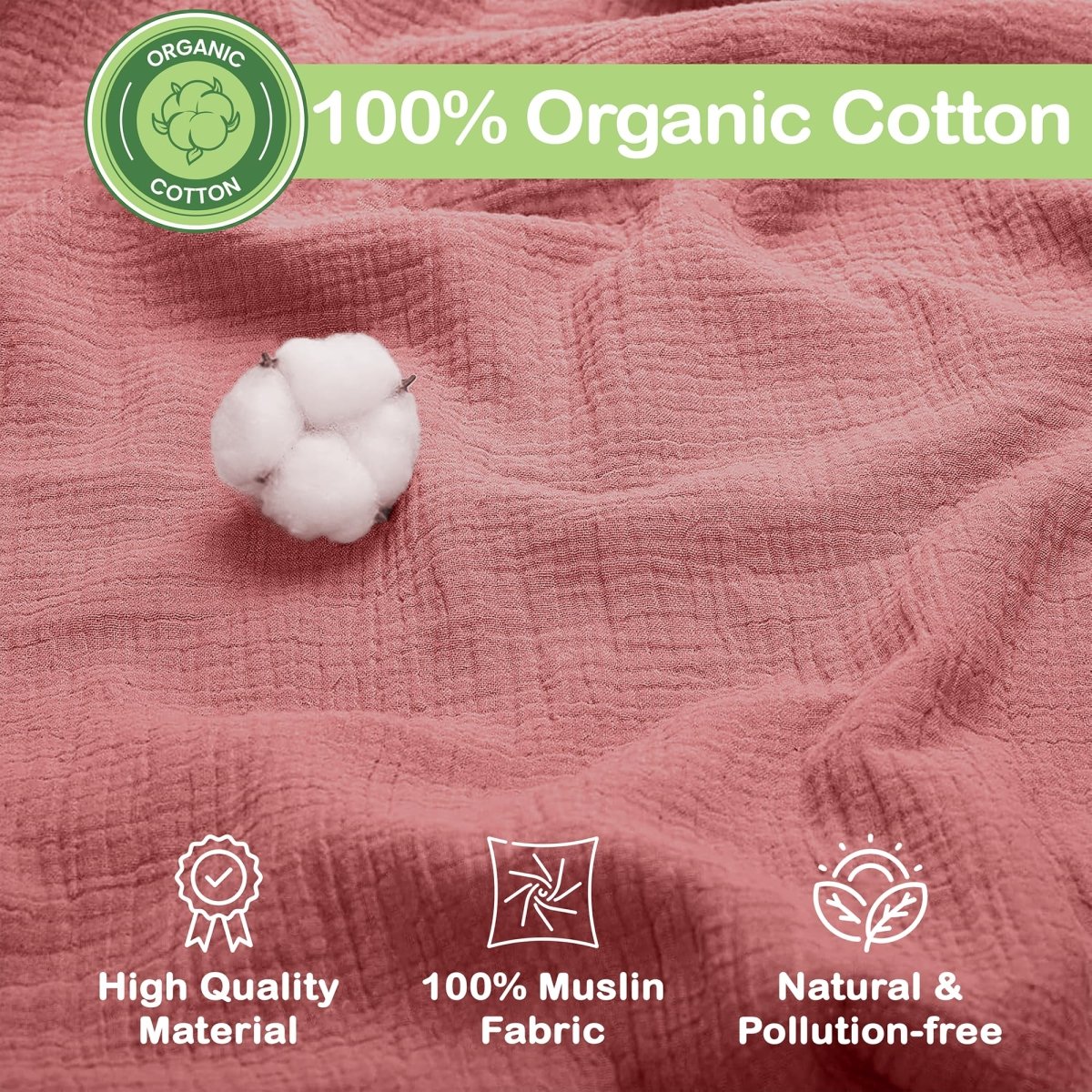 Organic Cotton Muslin Baby Swaddle Blanket - Hypoallergenic - LittleTreasures
